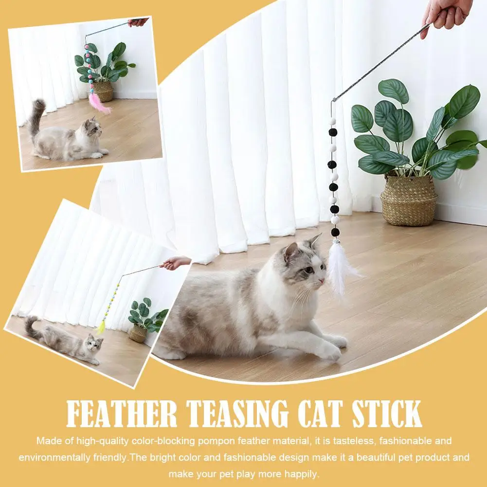 

Funny Kitten Cat Teaser Interactive Toy Rod With Bell And Feather Toys For Cats Teaser Interactive Toy Rod Pet Cats Toys St P1X6