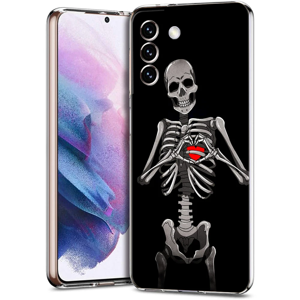 Red Love Skeleton Diagram Transparent Phone Case