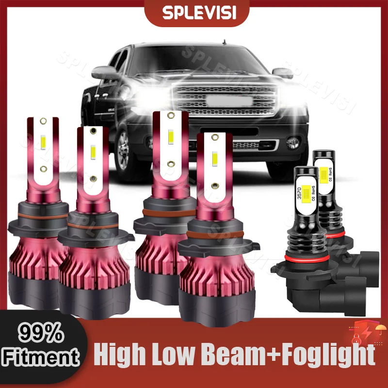 

Plug And Play XID White 470W LED Headlight Foglight Fit For GMC Sierra 2500 HD 2003 2004 2005 High Low Beam Fog Lamp CSP Bulb