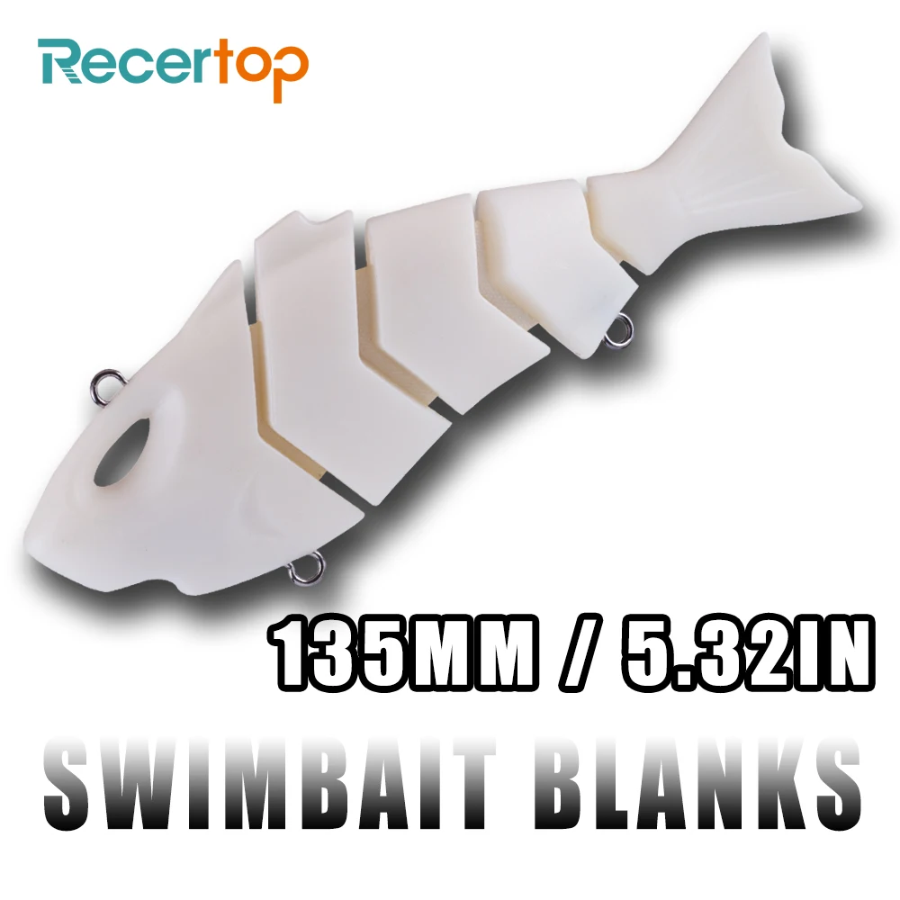 

Recertop 5PCS / LOT Shark Fishing Lures DIY 135MM 35.5G Sinking Pike Fish Tackle Unpainted Multi Jointed Swimbait Blanks