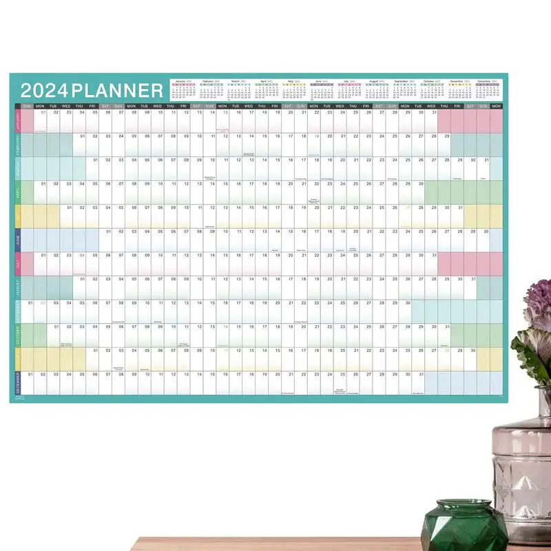 

2024 Calendar 12 Month Wall Annual Year Planner Yearly Wall Calendar 2024 From Jan.2024 To Dec.2024 Thick Paper Horizontal