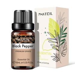 PHATOIL Aromatic Blend Essential Oil - Eucalyptus, Rose, Lemon, Bergamot, Vanilla, Peppermint (10ml) - 10ml (Black Pepper)