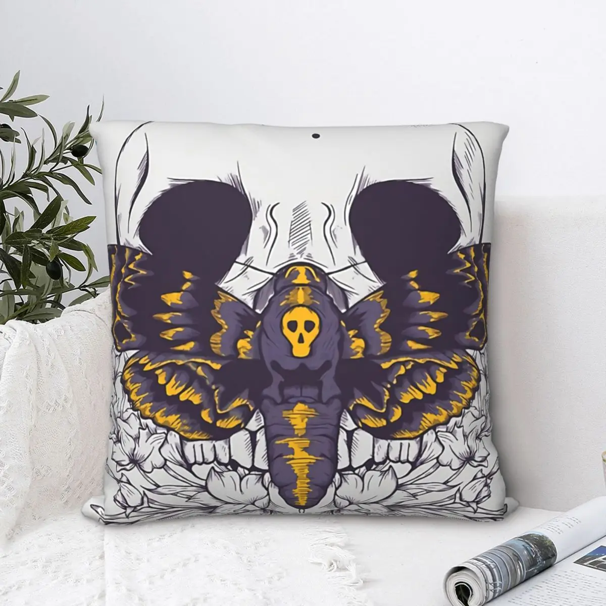 

Death Moth Art Pillowcase Hip Hop Backpack Cushion For Garden DIY Printed Office Hug Pillowcase Decorative