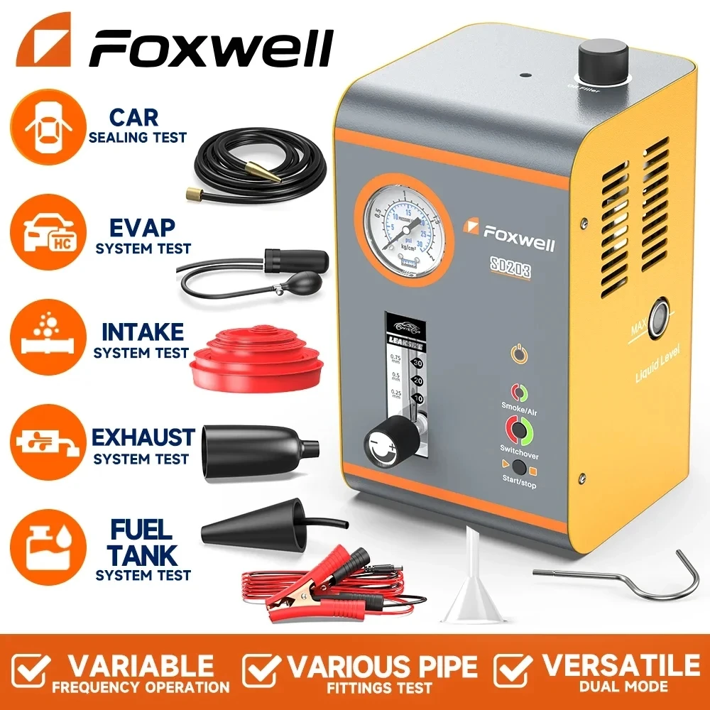 Foxwell Sd203 Rilevatore Di Perdite Di Fumo Per Auto Pompa Di Aria Incorporata Automotive Evap Leakage Oil Pipe Localizzatore Di Perdite Di Gas Strume