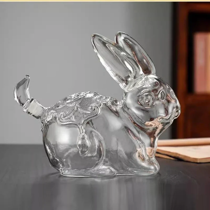Carafe à Whisky En Verre Borosilicate Forme Lapin - 750ml, Design Unique - Idéal Cadeau Amateurs Spiritueux