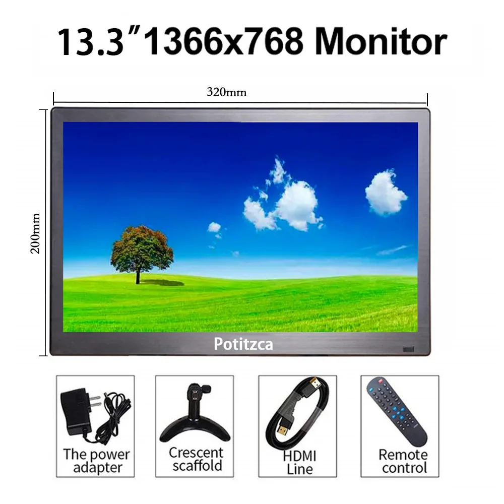 Ʈ PC   PS4 Xbox ޴ , 13.3 ġ 1366x768 HD 16:9 ÷, HDMI VGA BNC AV Ʈ ܺ 