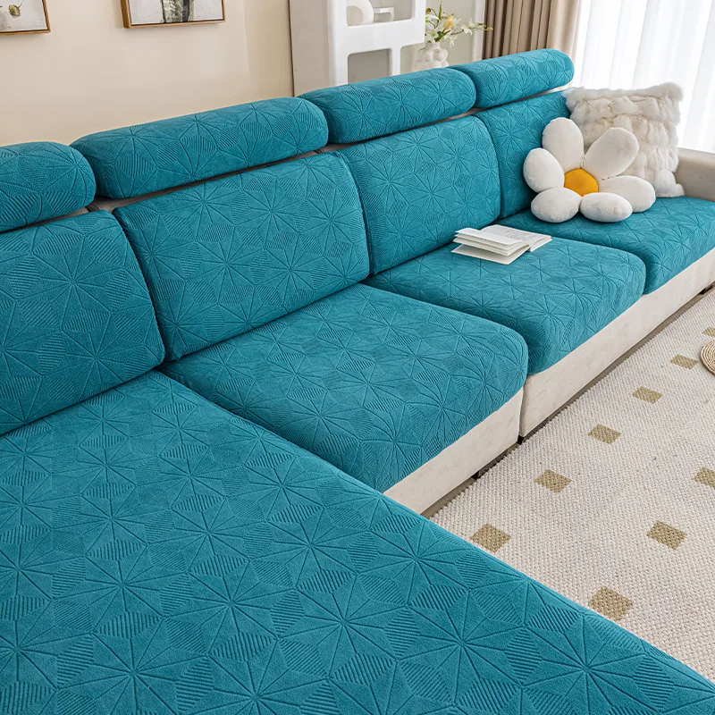 Plush Elastic Fabric Sofa Cover Universal Jacquard Living Room Sofa Cushion Cover Cloth Anti Cat Scratch Non-Slip Full Package 3