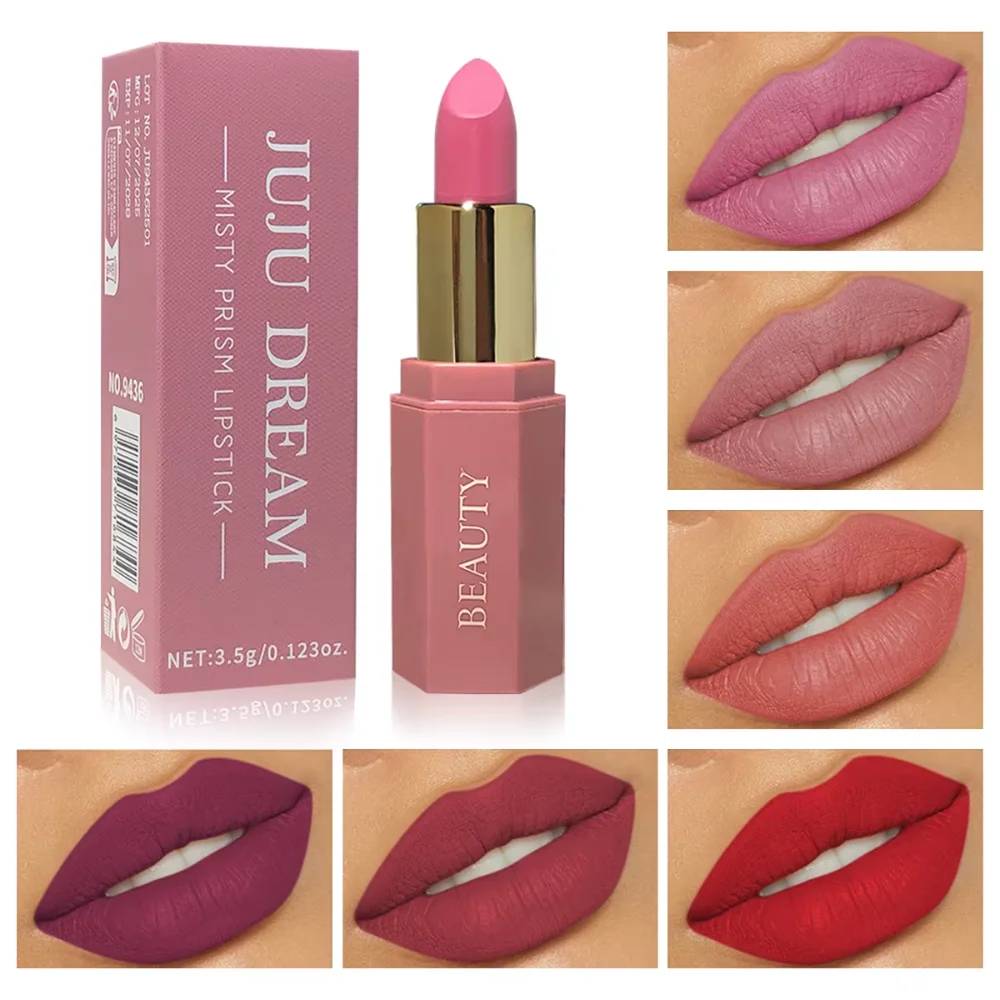 Matte Velvet Lipstick 6 Colors Waterproof Glitter Shiny Lip Tint Long Lasting