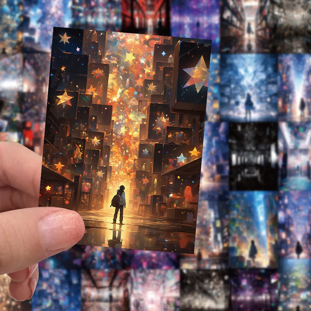 ملصقات جمالية بمنظر ليلي لأنيمي