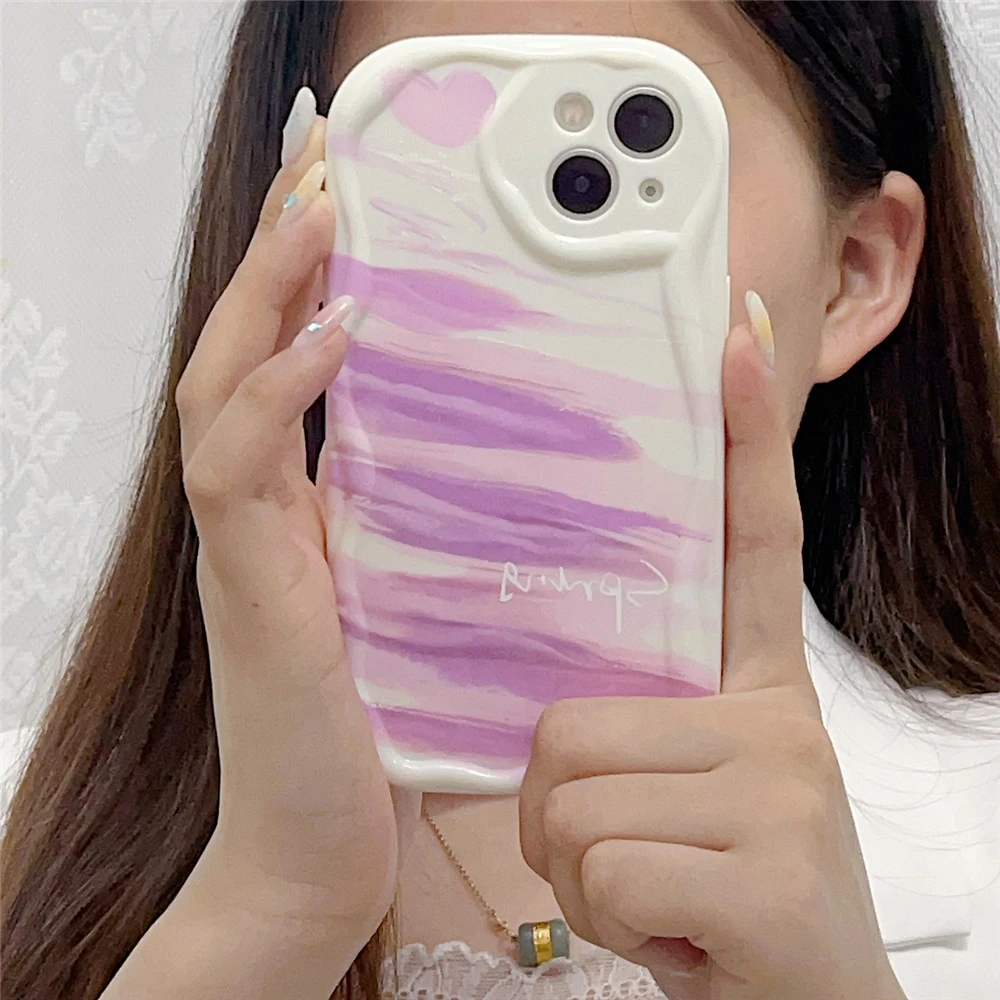 Cute Cartoon Graffiti Case with Curly Wave Edge Cover