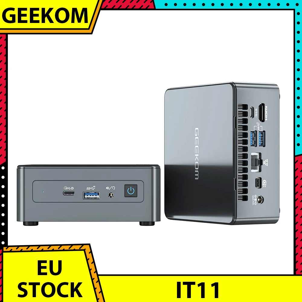 Geekom It11 Mini Pc Intel Core I7-11390H 4 Core Fino A 5.0Ghz 32Gb Ram 1Tb Ssd Wifi 6 Bluetooth 5.2 3 * Usb 3.2 1 * Lettore Di Schede Sd