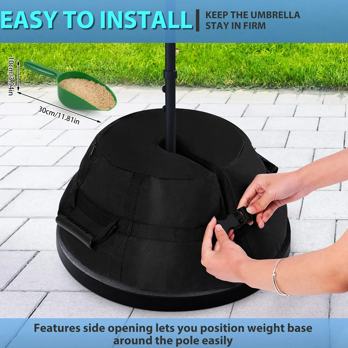 Umbrella Stand Umbrella Base Weight Bag 600D Heavy Duty Sand Bags Weatherproof Parasol Umbrella Stand Base with Shovel for Outdoor Courtyard