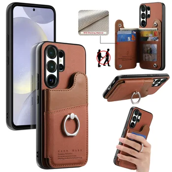 Ring Phone Case for Samsung Galaxy S26 Ultra S25 S24 S23 S22 Plus A57 A17 A37 A56 A36 A26 Leather RFID Wallet Holder Card Cover 1