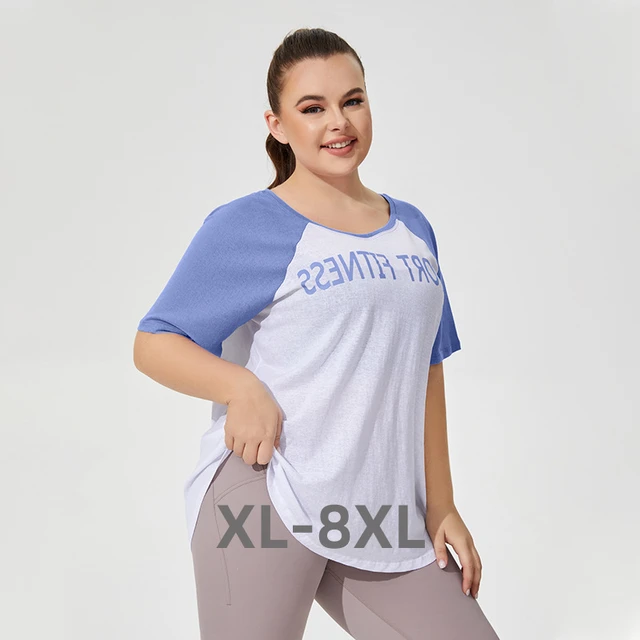 Plus Size Summer High Strecth Breathable Letter Printed T-shirt