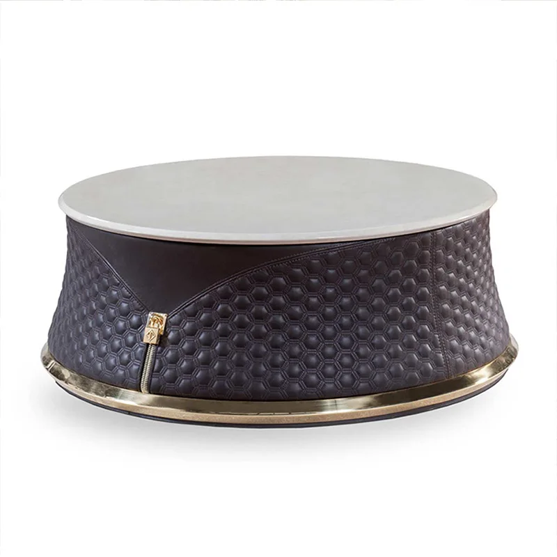 

Modern Multifunction Coffee Table Factory Light Luxury Chinese Living Room Furniture Round Marble Coffee Table