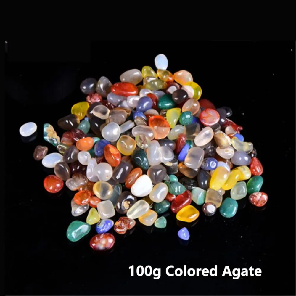 Natural Crystal Seven Colored Agate Reusable Transparent 100g Gravel Ornament Art Landscape Craft for Garden Decoration