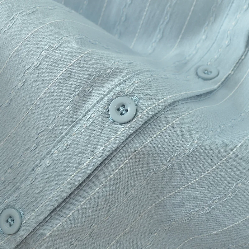 Plus Size Women's Shirt Autumn New Loose Sweet Ruffle Peter Pan Collar Long Sleeve Jacquard Cotton Blouse 899