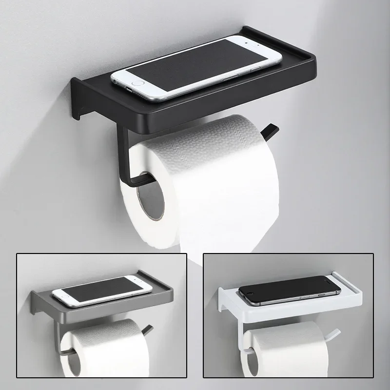 HOT 18cm Multifunctional Bathroom Organizer Black Toilet Paper Holder Roll Holder Phone accesorios para ba&ntilde;o
