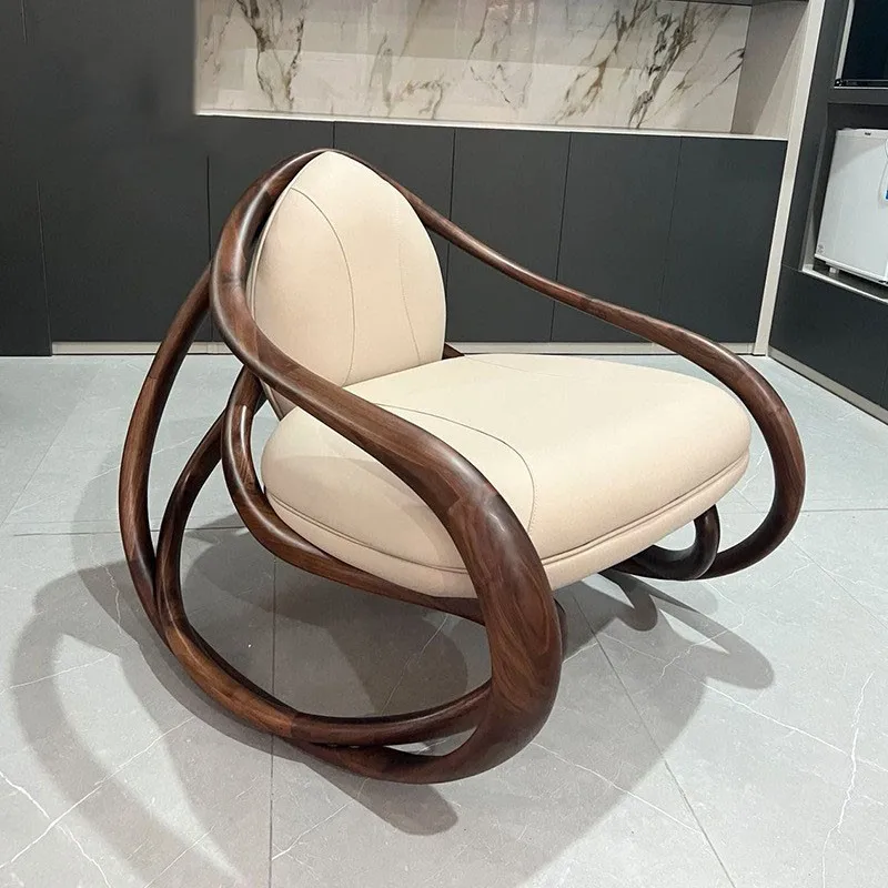 

Nordic move shogunate rocking chair living room balcony home leisure black walnut rocking chair lounge chair.