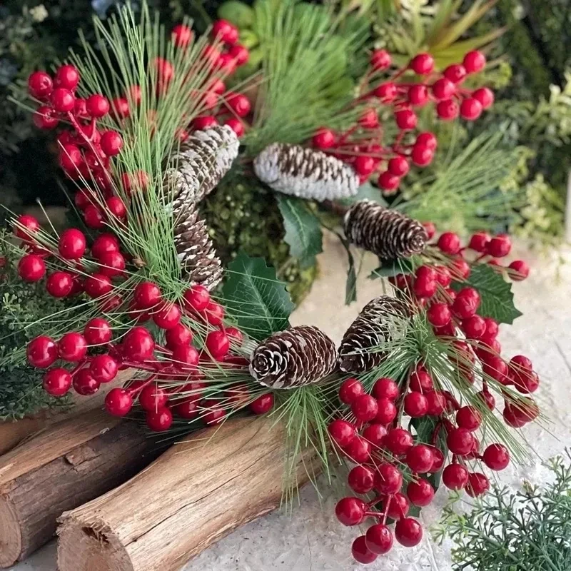 200 stücke Perle Staubblätter Mini gefälschte Beere künstliche Blume rote Kirsche DIY Weihnachts kranz Neujahr Party Hochzeits geschenke Dekor – Detail 2