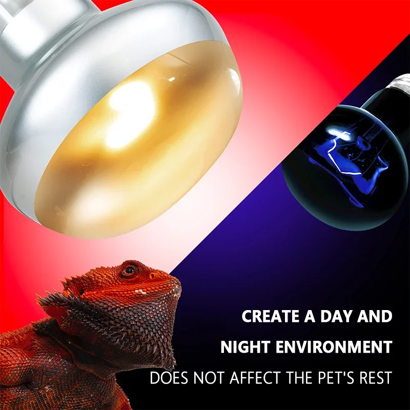 Pets Heating Lamp E27 Day Night for Amphibians Snakes Lamps Heat Reptile Bulbs UVA Light25W 50W 75W 100W Reptiles Lighting