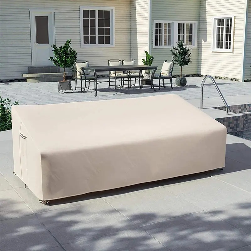 New Beige 600D Outdoor Sofa Chair Cover with Handle Garden Waterproof Wind-Proof Anti-UV Against dust Rain Snow Protection Cover 5