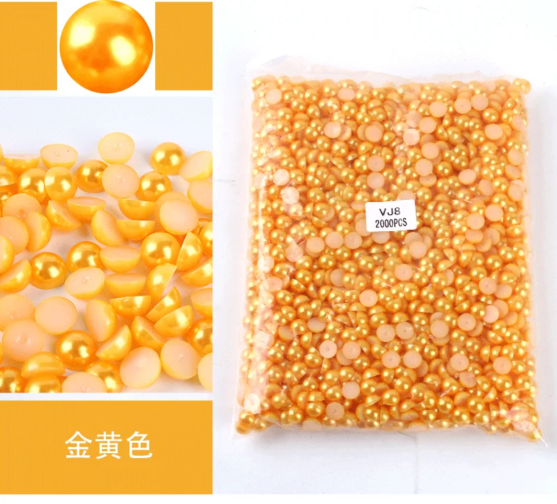 Mixed Size Colorful ABS Pearl Flat Back Rhinestones for Nail Art & Jewelry Crafting