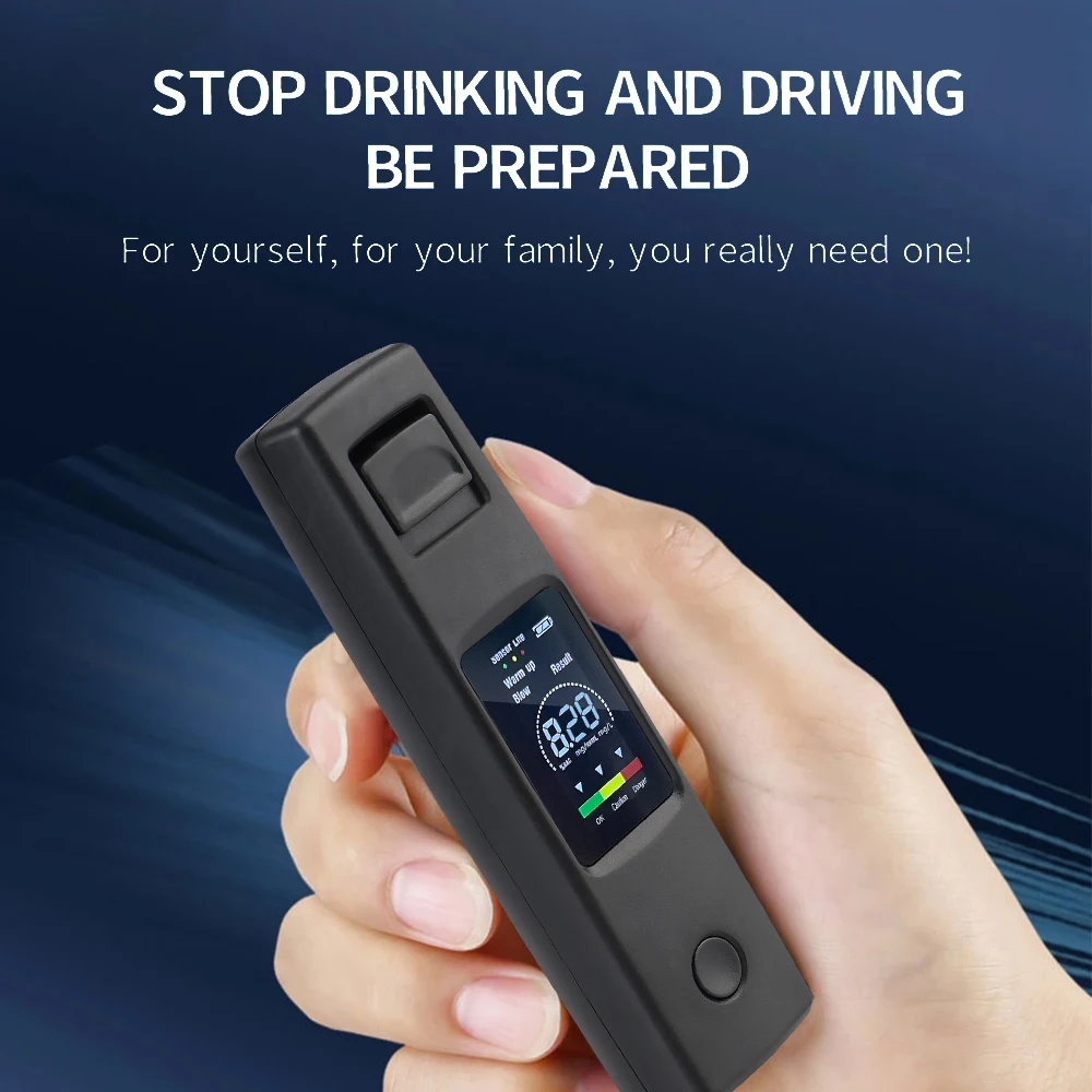 Alcohol Tester Breathalyzer Non-Contact Portable Alcohol Tester Breath Tester Digital LCD Display Type-C Charging