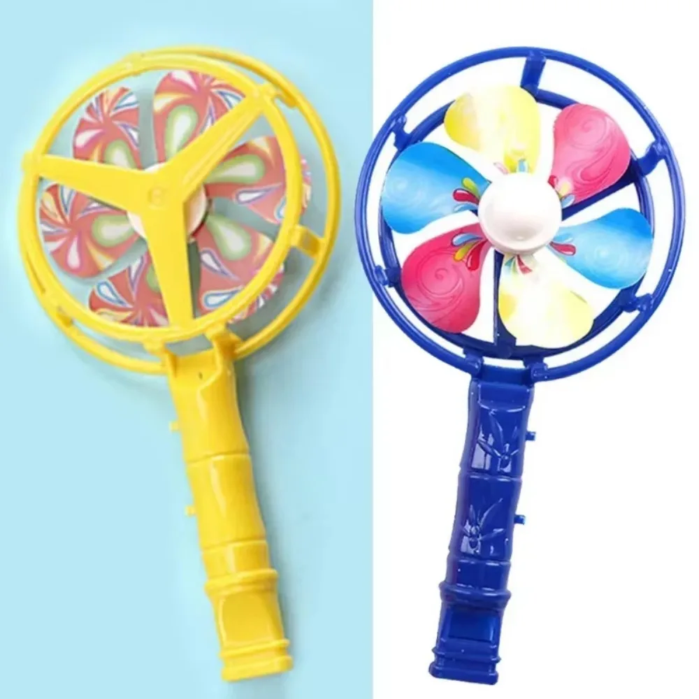 10PCS Rainbow Creative Windmill Toys Whistling Handle Pinwheel Wind Spinner Children Educational Candy Color Retro Toys