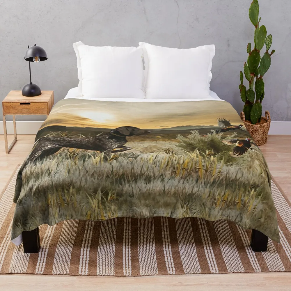

Pheasant Hunting Season with GSP Throw Blanket fluffy blanket Designer Blankets