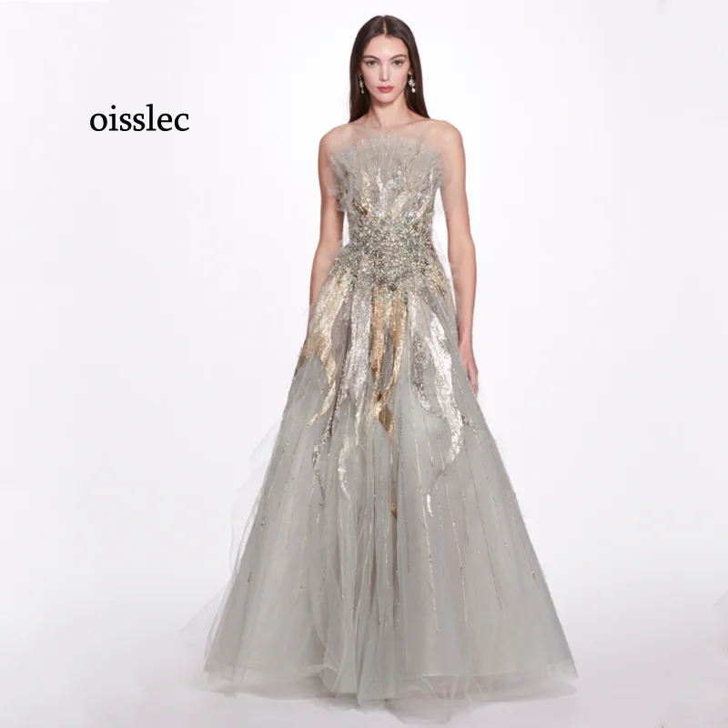 

Oisslec Gorgeous Evening Dress Beading Prom Dress Flods Fromal Dress Backless Celebrity Dresses FloorLength Party Gown Customize