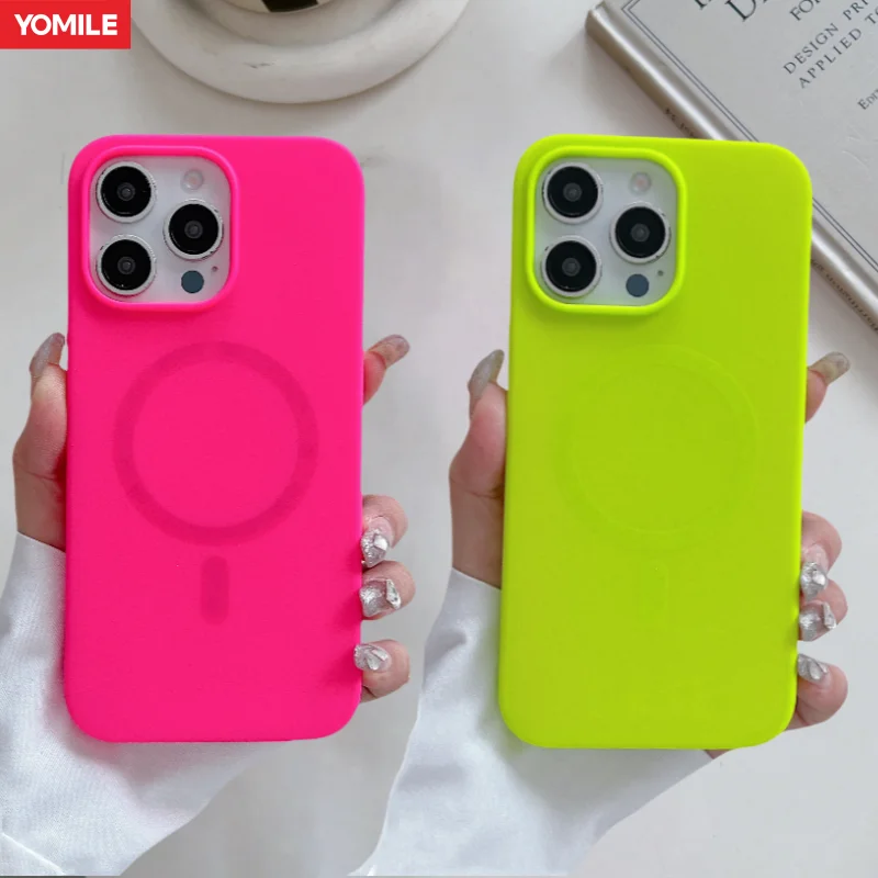 Luxury Bright Fluorescent Liquid Silicone For Magsafe Case For iPhone 17 Air 16 15 14 13 12 Pro Max Plus Wireless Charge Cover 1