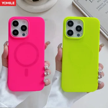 Luxury Bright Fluorescent Liquid Silicone For Magsafe Case For iPhone 17 Air 16 15 14 13 12 Pro Max Plus Wireless Charge Cover 1