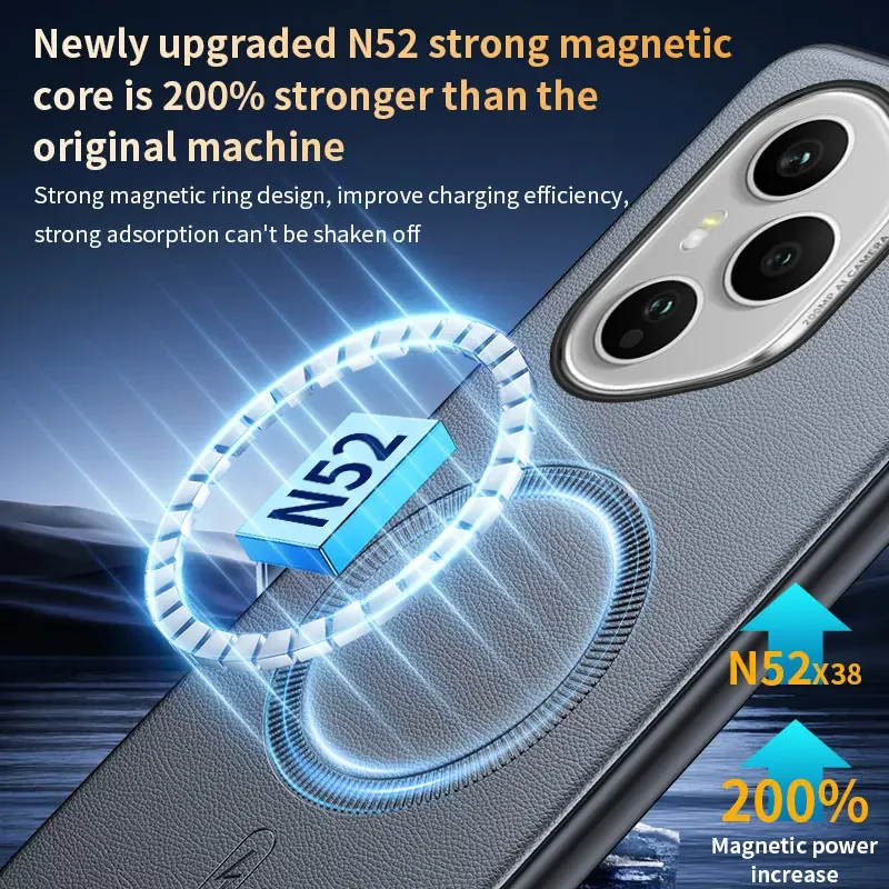 Magnetic Silicone PU Leather Anti-Drop Soft Cover with Wireless Charging Compatibility