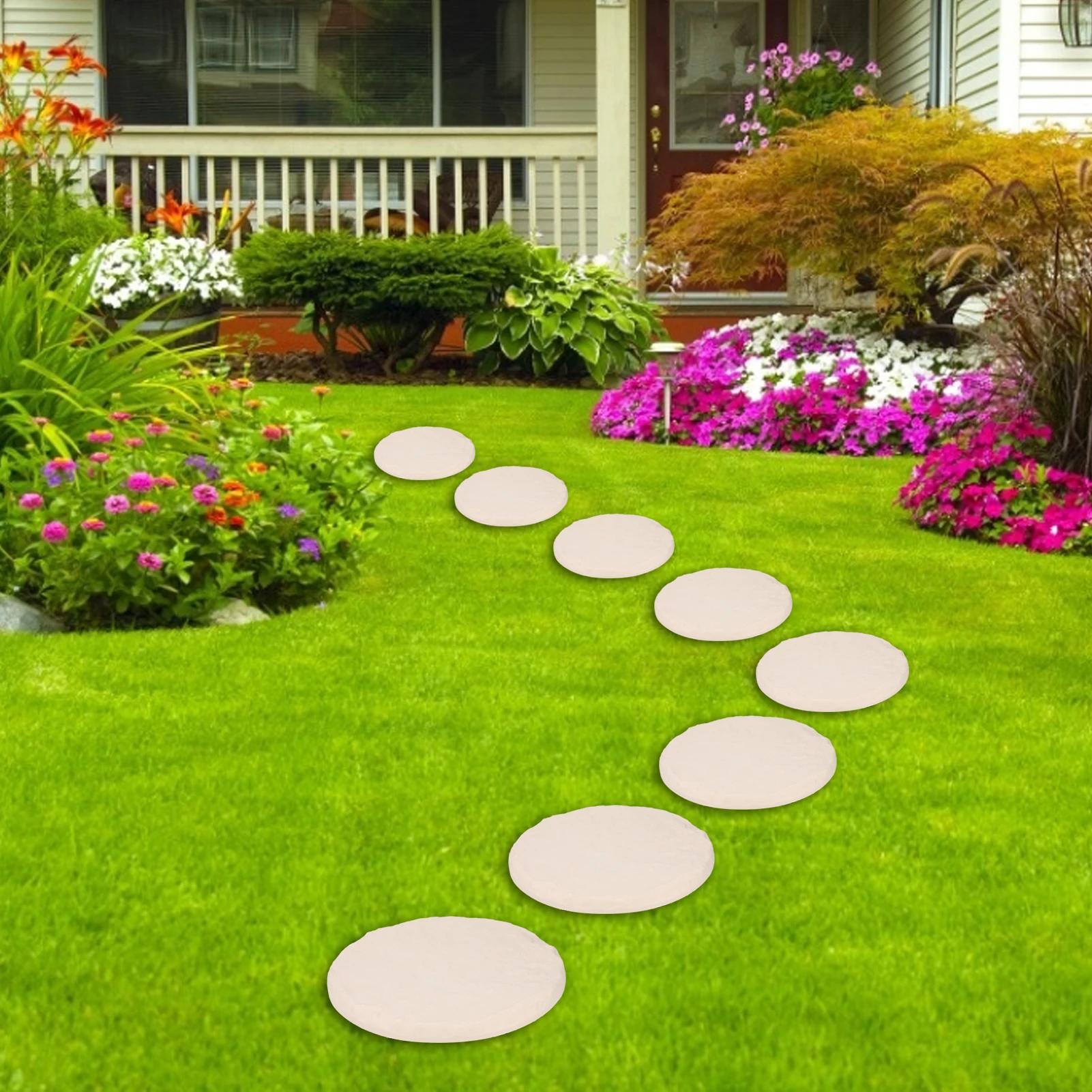 Outdoor Step Stones Decorative Polypropylene Resin Stepping Stones with Ground Stakes for Lawn Garden Pathway