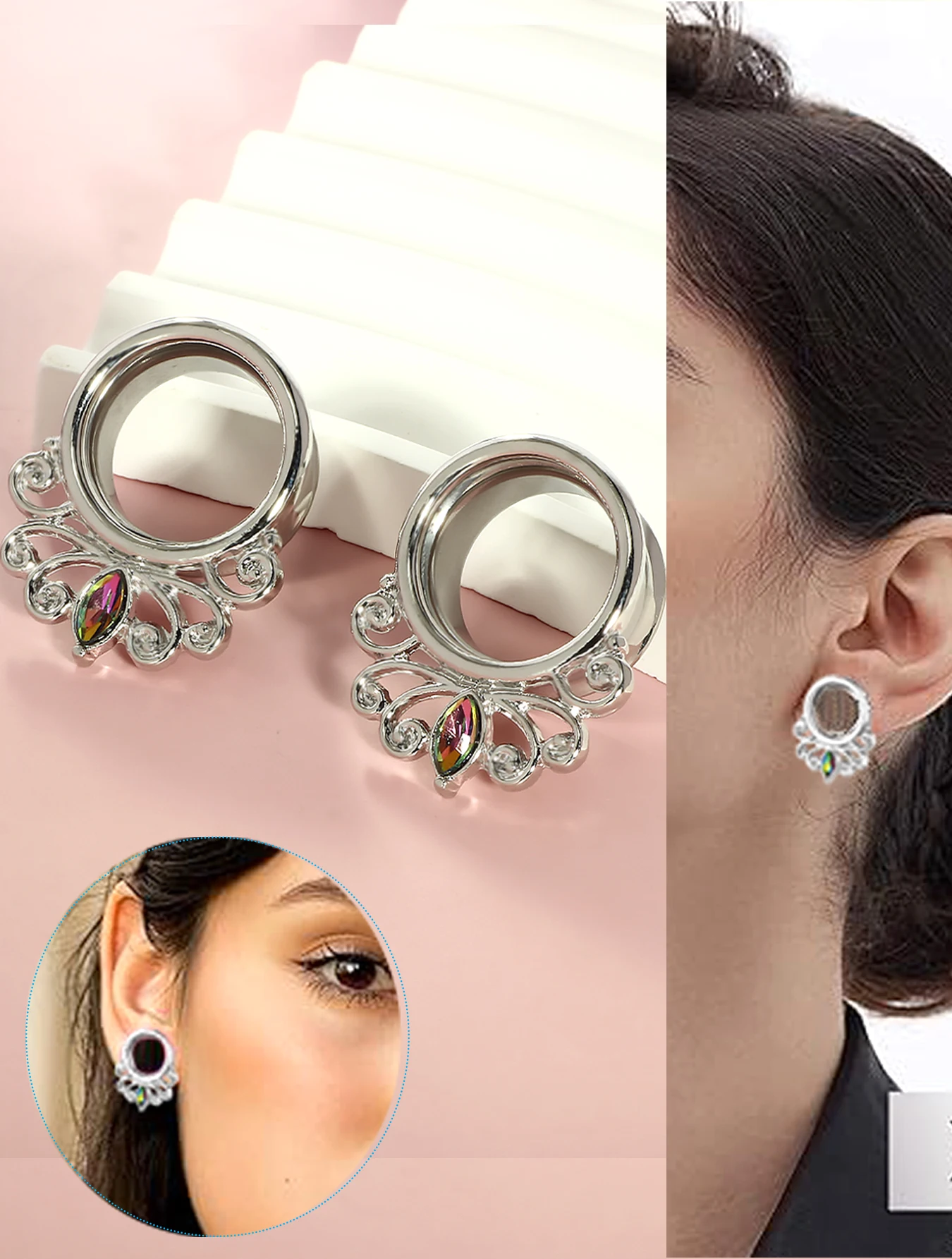 2pc 316 Stainless Steel Ear Plugs and Tunnels Ear Piercings Earlets Screwed Earring Expander Ear Gauges Body Jewelry Piercings