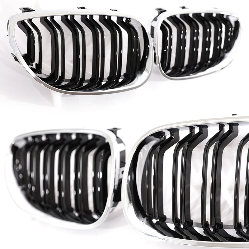 Kidney Grille Chrome Silvery Frame Gloss Black M Color Grill For BMW 5 Series E60 E61 M5 2004-2009 530d 520d 525d 540 550 535