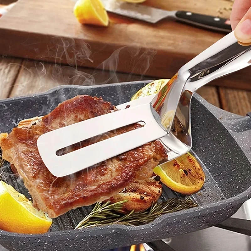 StainlessSteelSteakClampsKitchenBarbecueFoodFlippingSpatula