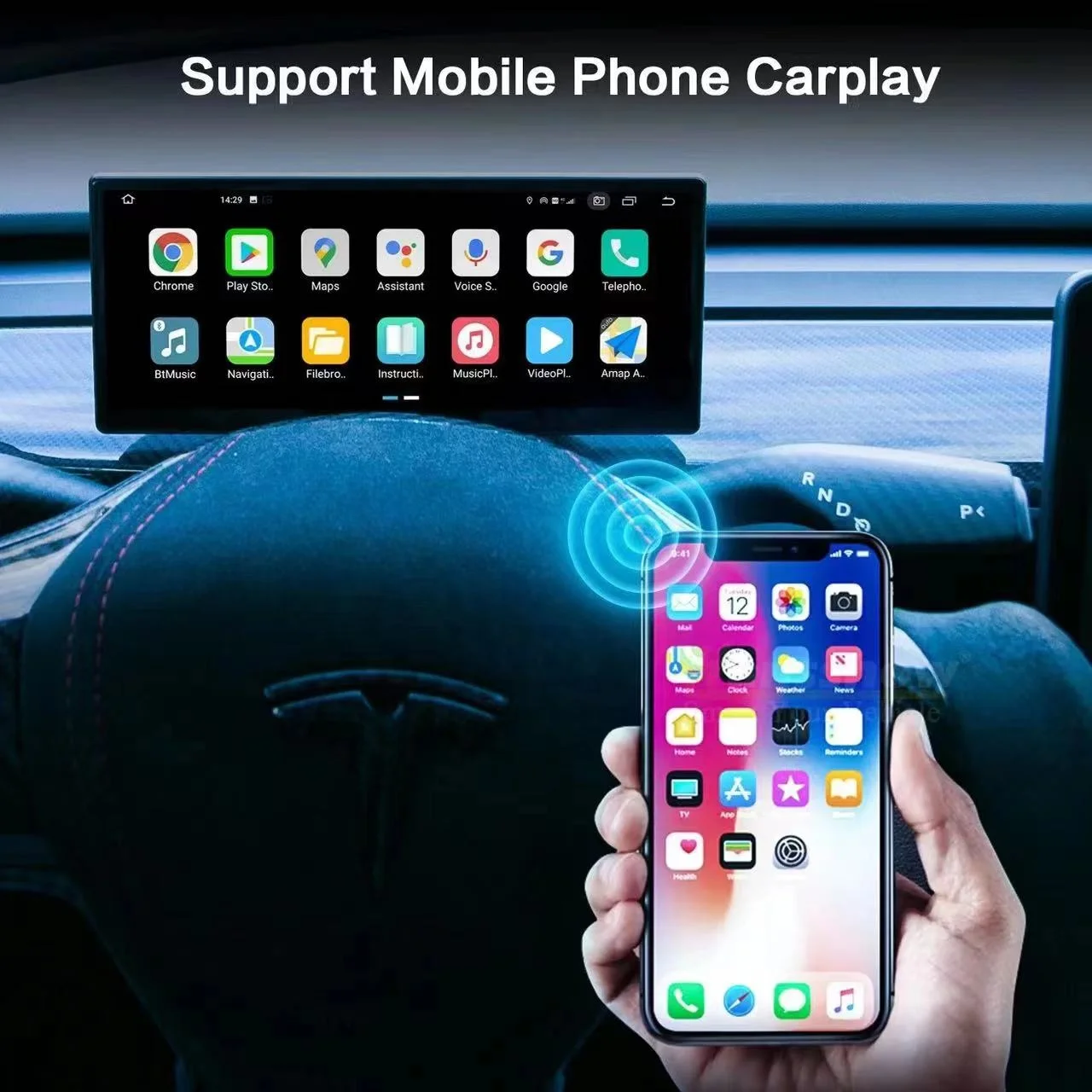 For Tesla Model 3 Y Car Dash Board 10.25 Inch IPS Screen HD LCD Meter Heads Up Display Wireless Carplay HUD Accessories