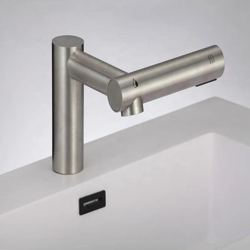 Distributeur savon liquide automatique vue de profil, avec bac de récupération.