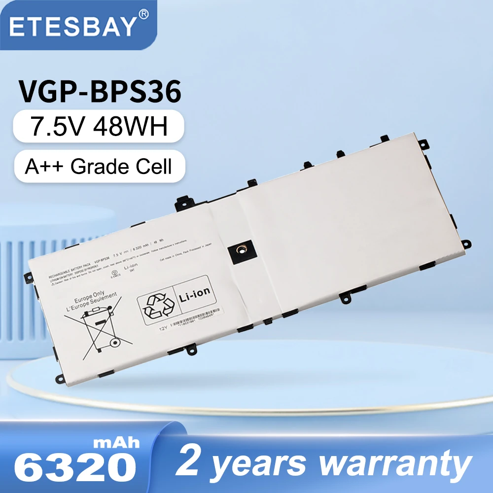 Etesbay Vgp-bps36 6320mah 48wh Bateria do Portátil para Sony para Vaio Duo 13 Toque Conversível 13.3 Svd13211cg Svd132a14w Svd1321m2ew
