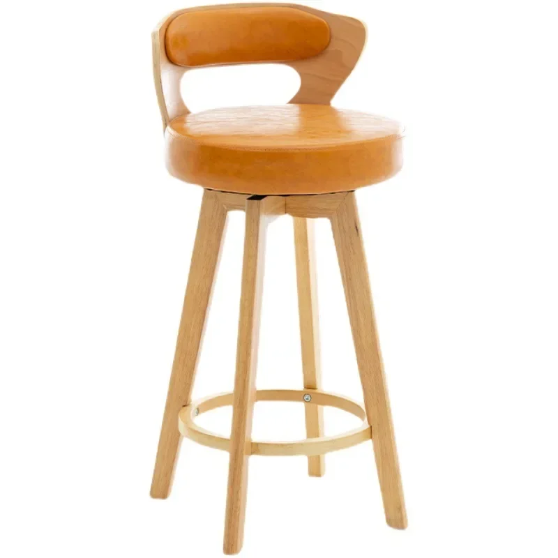 Bar Chairs Rotating Retro Back High Stool American Solid Wood For VIP Customer