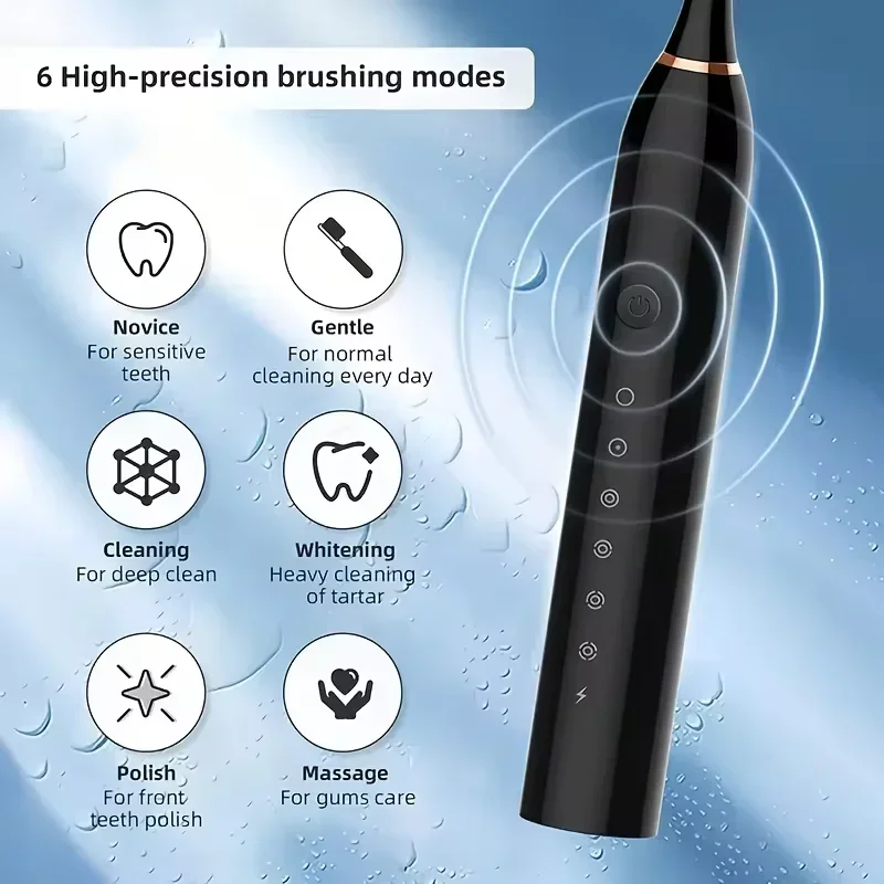 1set ultrasonic electric toothbrush, with multiple modes to effectively clean teeth and gums, suitable for home use