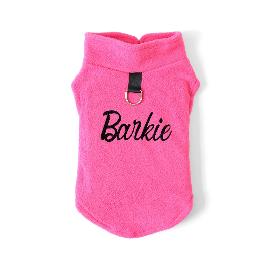 Barki Polar Fleece Letter & Tow Buckle Autumn Spring Small Medium Dog Clothes Chihuahua Teddy Yorkshire Warm Singlet Streetwear