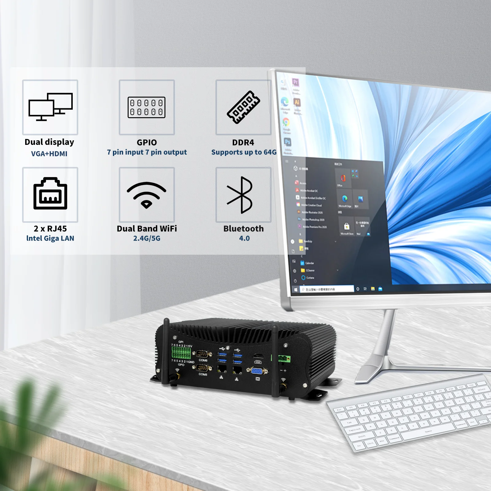 HYSTOU 10th Gen Fanless Mini PC DDR3 4G 8G SSD 128G 256G HDD 1TB VGA× ...