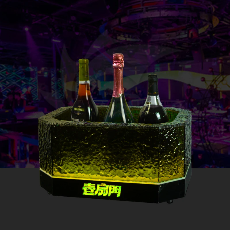 LED charging luminous ice patterned ice bucket KTV double-layer champagne bucket bar nightclub dedicated beer red wine bo