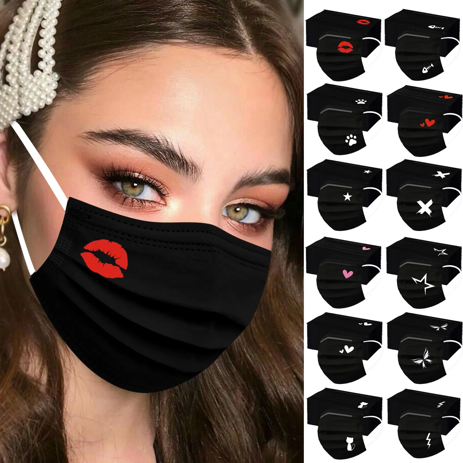 Black Disposable Mask Industrial 3 Layer Ply Filter Mask Adult Adjustable Mouth Face Masks Mascarillas Quirurgicas Homologadas