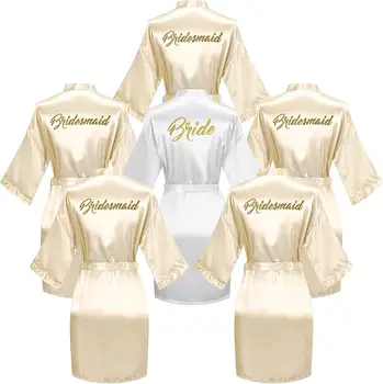 Set accappatoio da 6 pezzi per addio al nubilato per la sposa e la damigella d'onore Set di vestaglia setosa per realizzare una vestaglia pronta