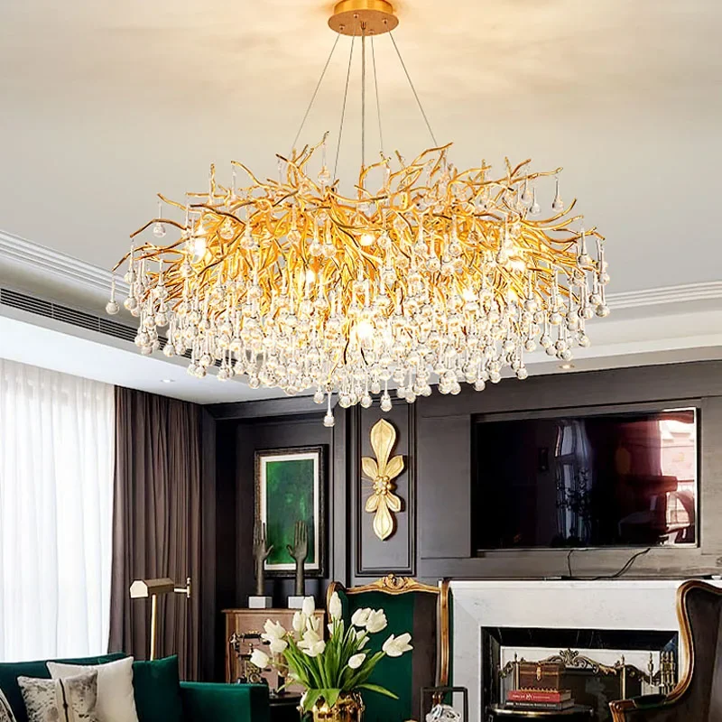 Modern Luxury Crystal Chandelier Living Room Decoration LED Chandeliers Lighting Villa Water Drop Pendant Lamp led chandelier,ceiling chandelier