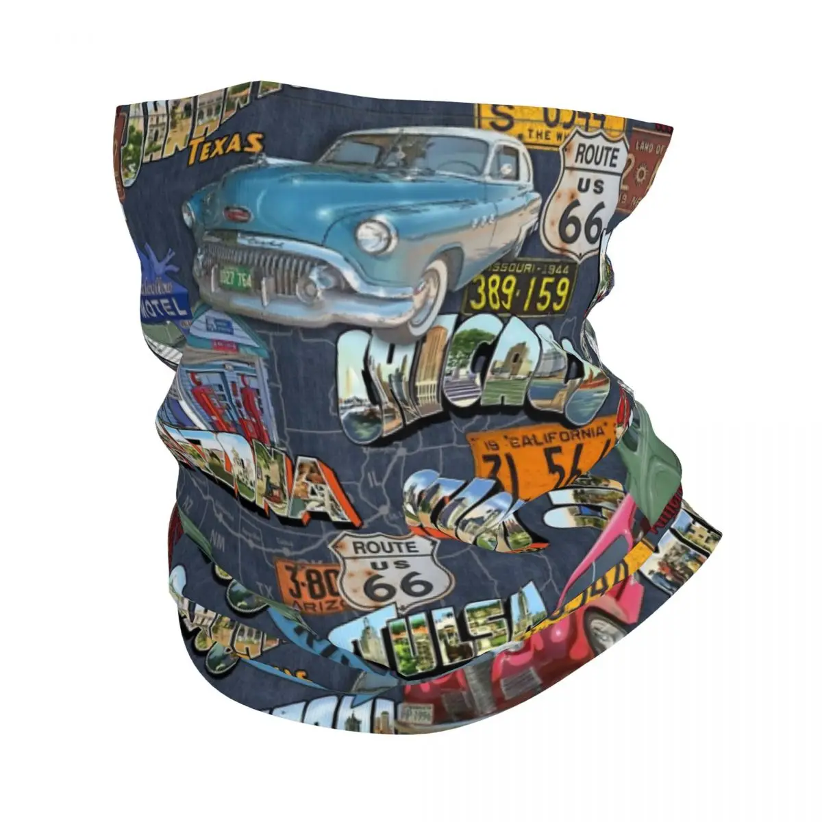 

America Travel Bandana Neck Gaiter Printed The Route 66 Mask Scarf Multi-use Headwear Cycling for Men Women Adult All Season